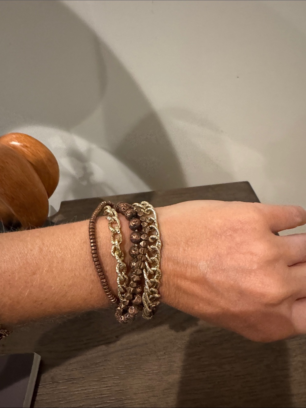 Victoria Emerson Gold and Brown Layered Bracelet Set
